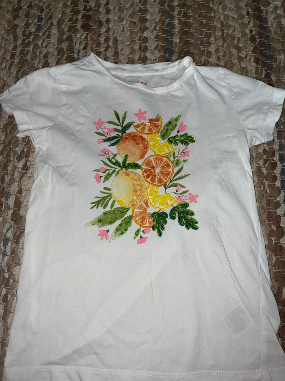 Crewcuts White Tee with Citrus & Floral Print